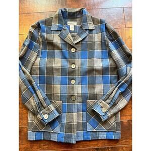 Vintage Pendleton 49er Limited Edition Blue Gray Plaid Wool Jacket Size Medium